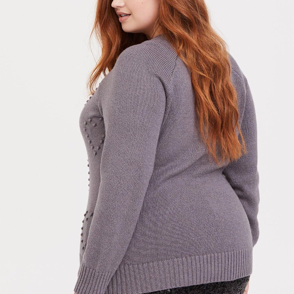 Torrid Grey Rib Textured Heart Raglan Sweater 4x - Picture 2 of 10